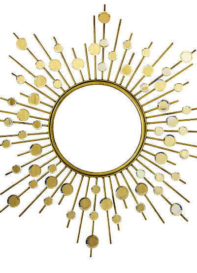 Isolated golden modern style mirror frame on white background